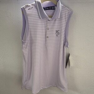 RLX Girls' Lavender Gingham Sleeveless Polo